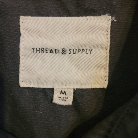 Thread & Supply greenish-brown shacket with Southwestern Aztec Sleeves Women's M - Picture 4 of 12